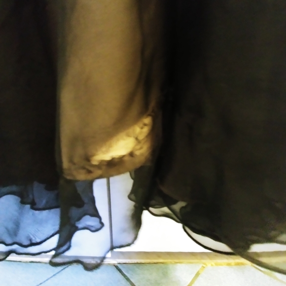 ABS Allen Schwartz Silk & Lace Gown Blk & Nude, Sz 8 torn hem - Picture 13 of 13